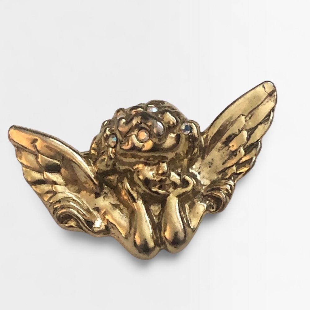 Iconic Fiorucci Cherub Crystal Brooch